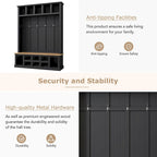 Hall Tree Hallway Storage Bench with Shoe Cubbies and Coat Rack with Hooks