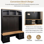Hall Tree Hallway Storage Bench with Shoe Cubbies and Coat Rack with Hooks