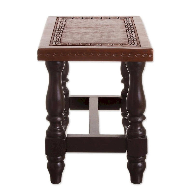 Handmade Contemporary Cedar and leather bench(Peru)