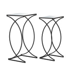 Glitzhome Set of 2 Glam Glass Modern Side Table Sofa Table
