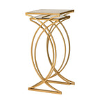 Glitzhome Set of 2 Glam Glass Modern Side Table Sofa Table