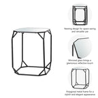 Glitzhome Set of 2 Glam Glass Modern Side Table Sofa Table