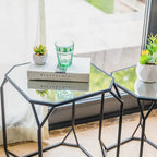 Glitzhome Set of 2 Glam Glass Modern Side Table Sofa Table