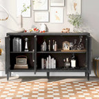 34 Tall MDF 3-door Accent Cabinet with Adjustable Shelf