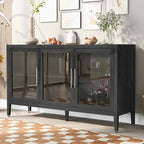 34 Tall MDF 3-door Accent Cabinet with Adjustable Shelf