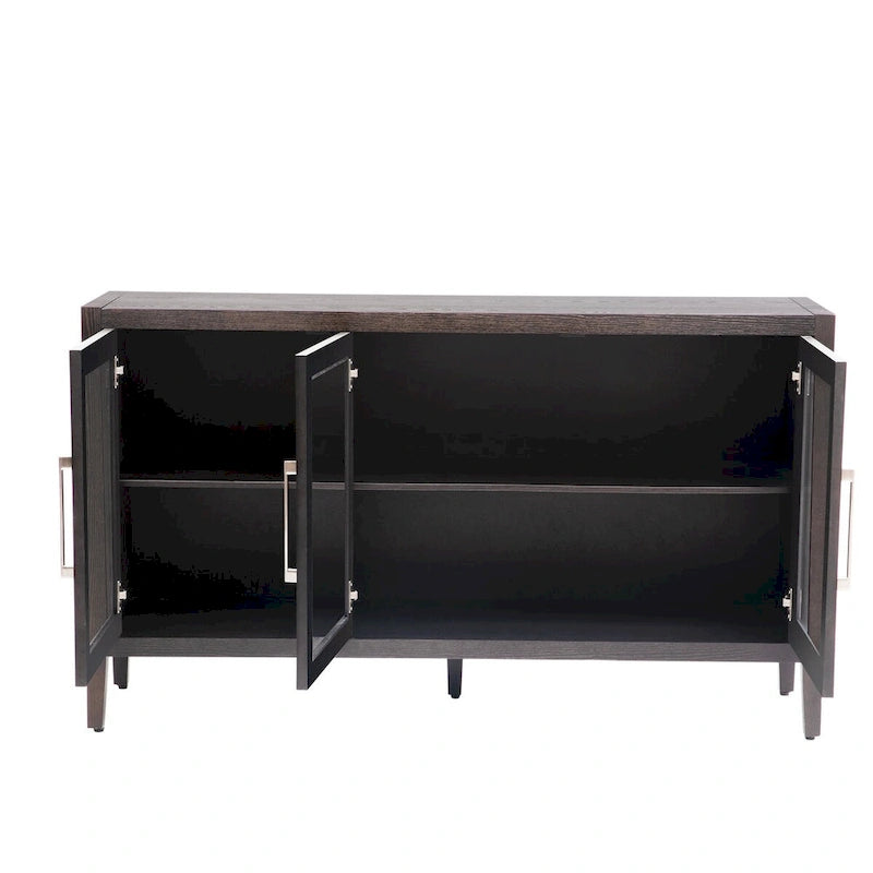 34 Tall MDF 3-door Accent Cabinet with Adjustable Shelf