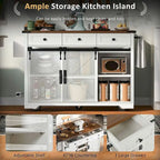 Farmhouse Kitchen Island Cart with Wheels, Power Outlet