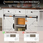 Farmhouse Kitchen Island Cart with Wheels, Power Outlet