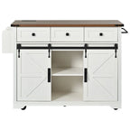 Farmhouse Kitchen Island Cart with Wheels, Power Outlet