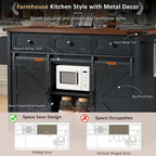 Farmhouse Kitchen Island Cart with Wheels, Power Outlet