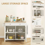 HOMCOM Kitchen Island with Storage, Farmhouse Rolling Kitchen Island Cart on Wheels with Drawer, 2 Cabinets, Rubberwood Top
