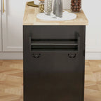 HOMCOM Kitchen Island with Storage, Farmhouse Rolling Kitchen Island Cart on Wheels with Drawer, 2 Cabinets, Rubberwood Top