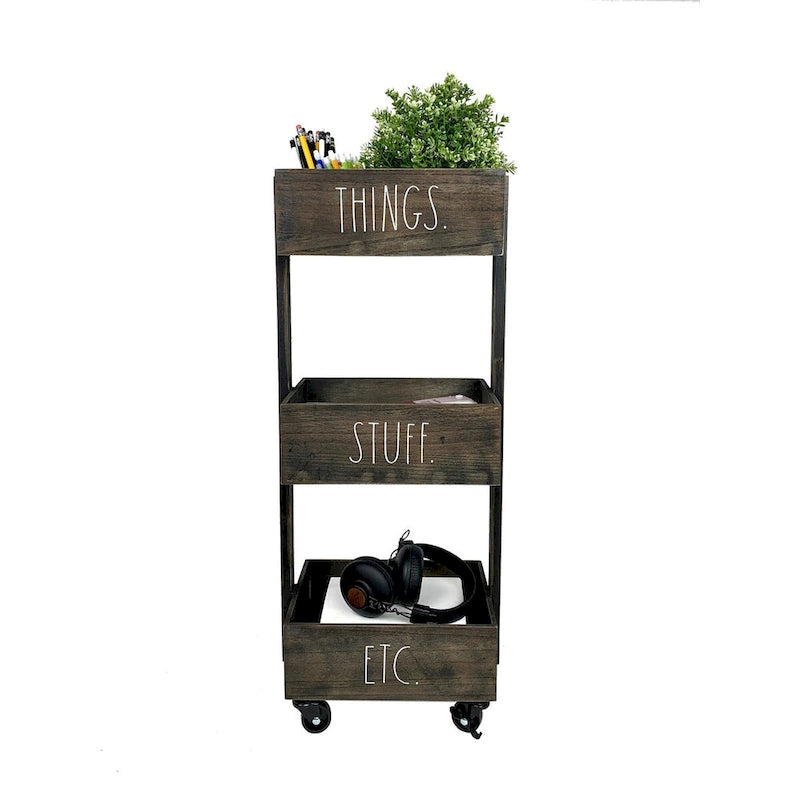 Rae Dunn 3 Tier Organzing Cart with Wheels - THINGS STUFF ETC.