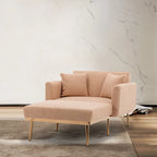 62 L Chaise Lounge Indoor, Modern Teddy Fabric Sleeper Chair Bed for Living Room, Convertible Lounge Chair with Iron Legs