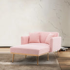 62 L Chaise Lounge Indoor, Modern Teddy Fabric Sleeper Chair Bed for Living Room, Convertible Lounge Chair with Iron Legs