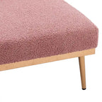 62 L Chaise Lounge Indoor, Modern Teddy Fabric Sleeper Chair Bed for Living Room, Convertible Lounge Chair with Iron Legs