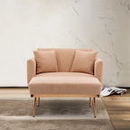 62 L Chaise Lounge Indoor, Modern Teddy Fabric Sleeper Chair Bed for Living Room, Convertible Lounge Chair with Iron Legs