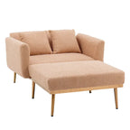 62 L Chaise Lounge Indoor, Modern Teddy Fabric Sleeper Chair Bed for Living Room, Convertible Lounge Chair with Iron Legs