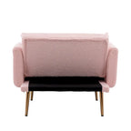 62 L Chaise Lounge Indoor, Modern Teddy Fabric Sleeper Chair Bed for Living Room, Convertible Lounge Chair with Iron Legs
