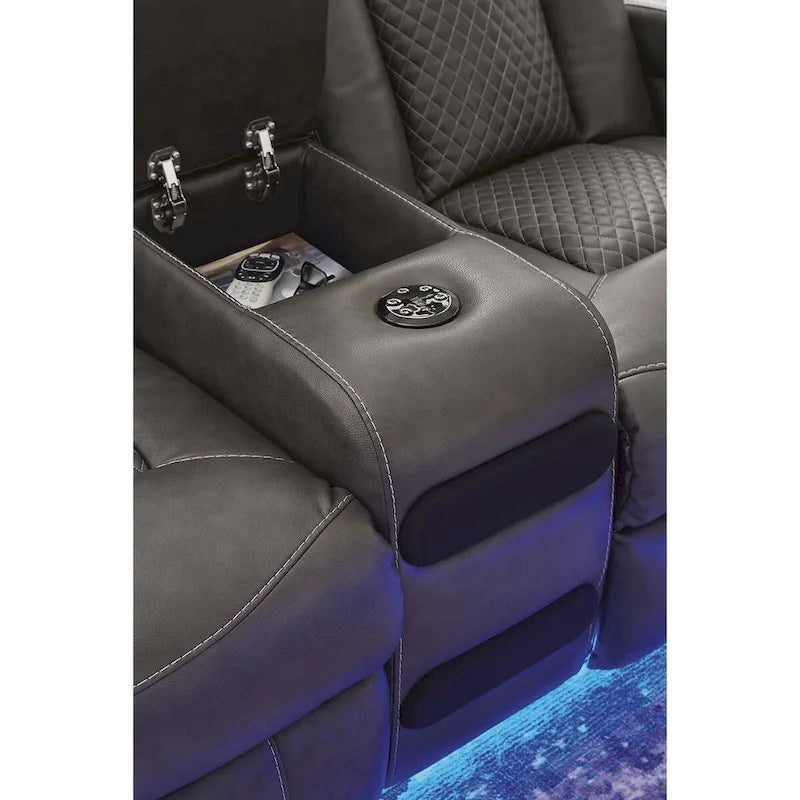 Signature Design by Ashley Fyne-Dyme Power Reclining Loveseat with Console - 74W x 43D x 43H