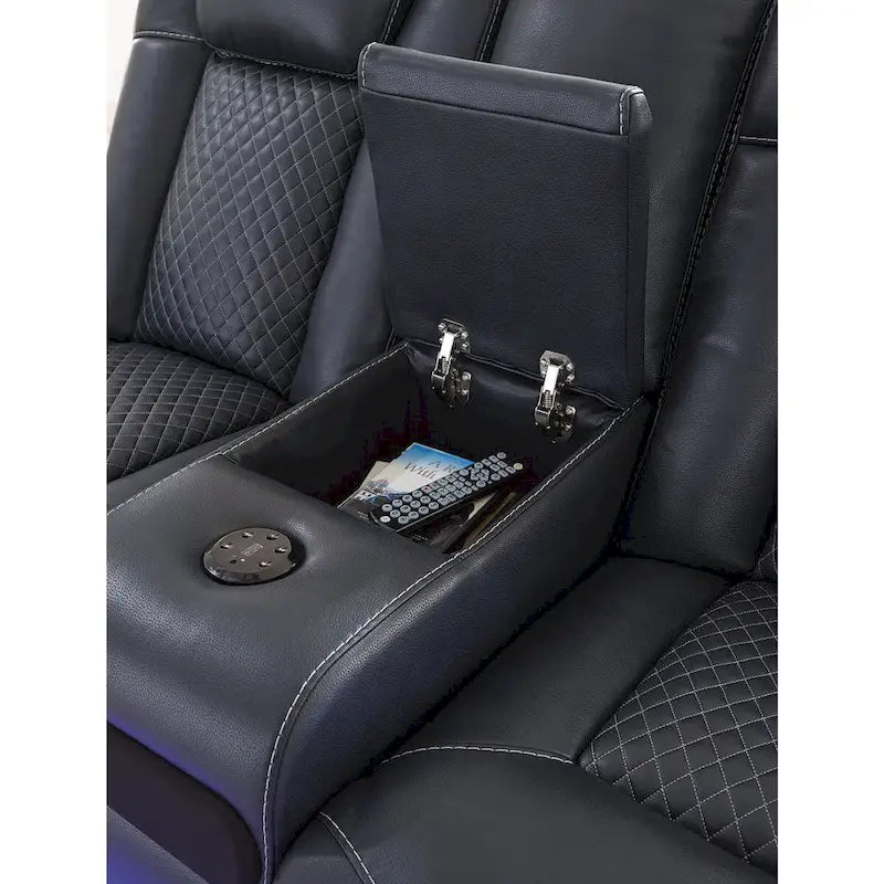 Signature Design by Ashley Fyne-Dyme Power Reclining Loveseat with Console - 74W x 43D x 43H