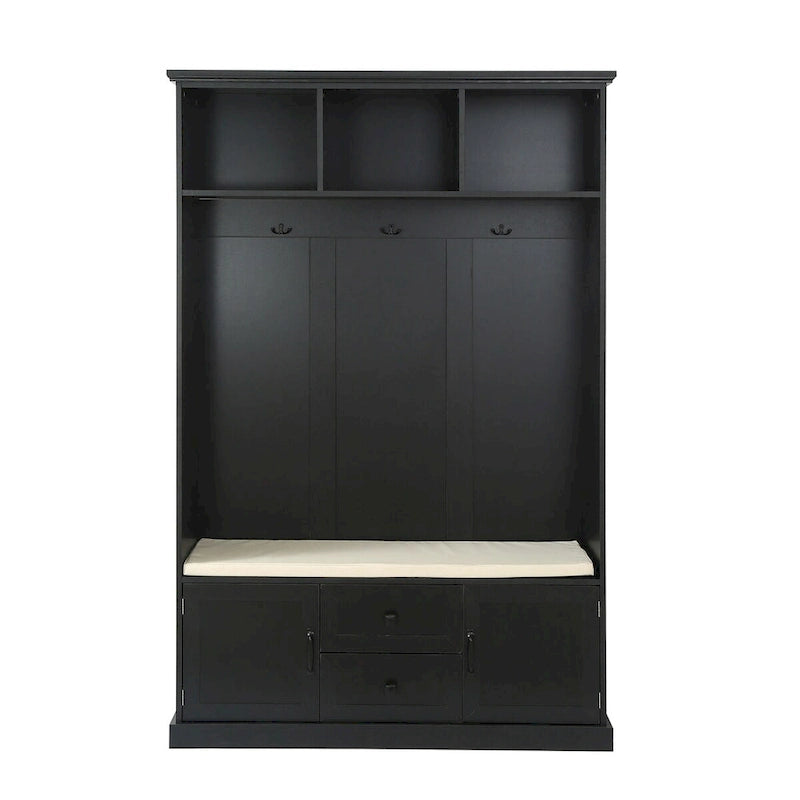 Hall Tree with 3 HooksCoat Hanger, Entryway Bench,Storage Bench, 3-in-1 Design,47.2INCH,for Entrance,Hallway