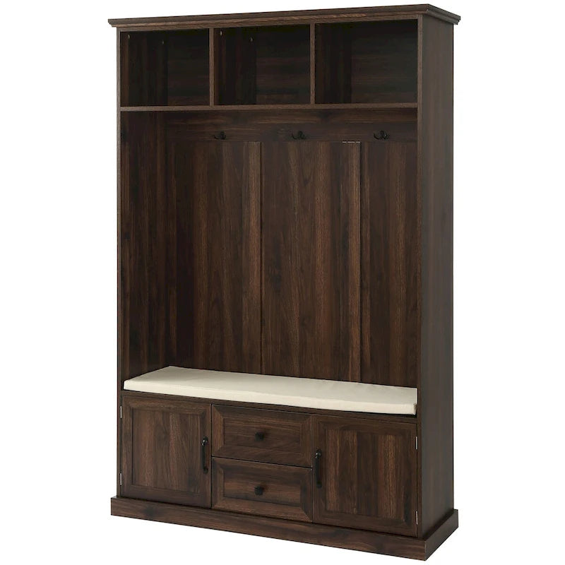 Hall Tree with 3 HooksCoat Hanger, Entryway Bench,Storage Bench, 3-in-1 Design,47.2INCH,for Entrance,Hallway