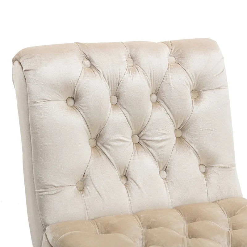 Velvet Armless Accent Chair, Button Tufted Slipper Chair, Side Chair, Lounge Chair