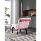 Velvet Armless Accent Chair, Button Tufted Slipper Chair, Side Chair, Lounge Chair