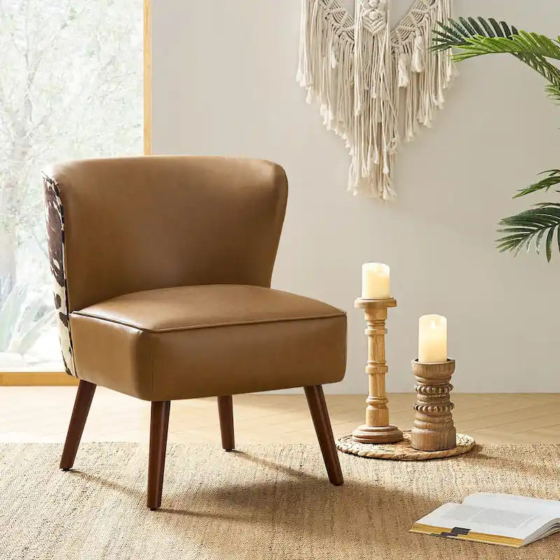 Alexander Mid-Century Modern Side Armchair with Solid Wood Legs by HULALA HOME