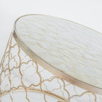 CraftHome W22 Natural Capiz Seashell French Single Round Coffee Table - 22 x 17