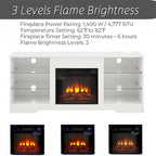 58W Fireplace TV Stand with 18 Fireplace, LED Light, USB Outlet - 58W*15.5D*24.4H