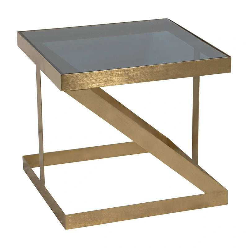 Sagebrook Home Modern Glam 20 Metal and Glass Gold and Black Side Accent Table - 22 x 22 x 20