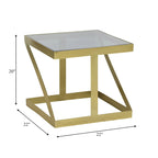 Sagebrook Home Modern Glam 20 Metal and Glass Gold and Black Side Accent Table - 22 x 22 x 20