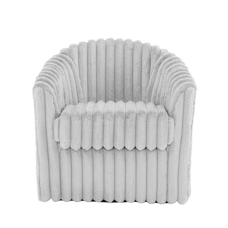2 Set Modern 49 Upholstered Plush Corduroy Swivel Barrel Accent Chair