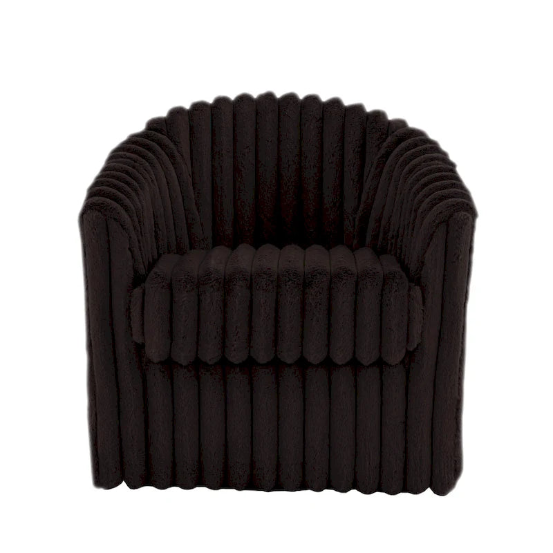 2 Set Modern 49 Upholstered Plush Corduroy Swivel Barrel Accent Chair
