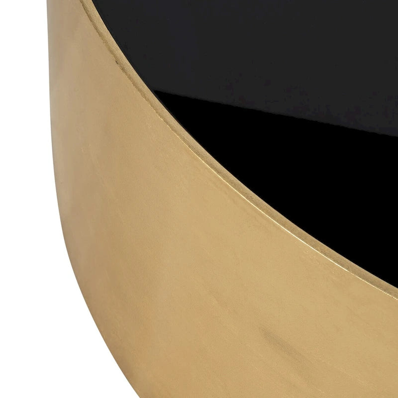 Sagebrook Home Modern Glam Wood Round Glass Coffee and End Table