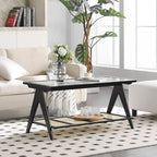 2-Tier Rectangular Coffee Table, Glass Top Sofa Table - 39.4L x 19.7W x 19.7D