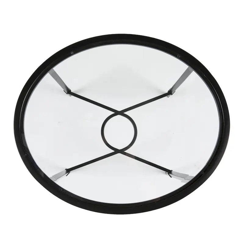 HomeRoots 25 Black And Clear Glass Oval End Table - 25x21x24.75