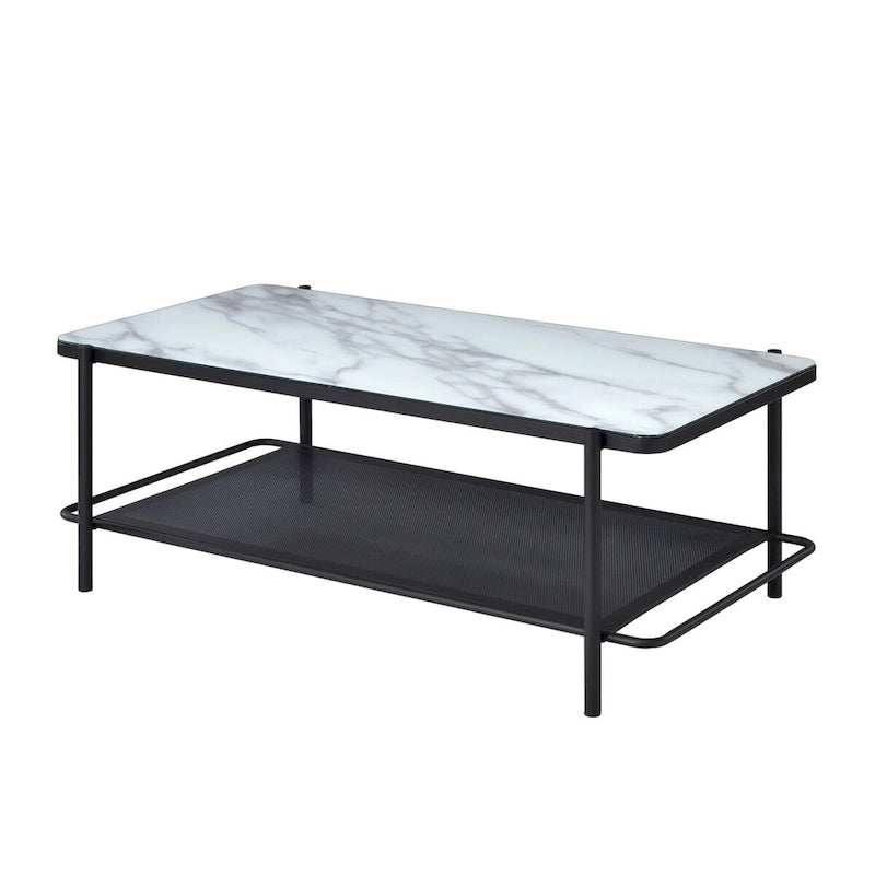 Puetz Contemporary White Glass Top 3-Piece Coffee Table Set by Furniture of America
