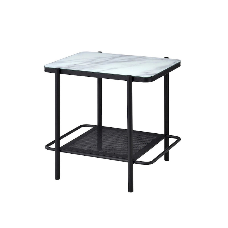 Puetz Contemporary White Glass Top 3-Piece Coffee Table Set by Furniture of America