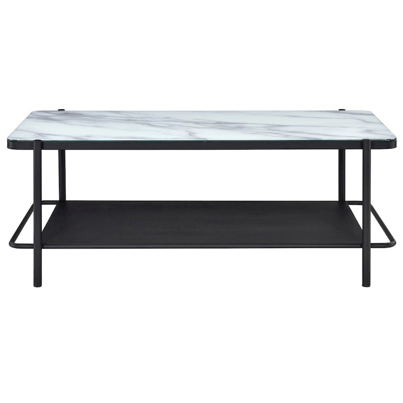 Puetz Contemporary White Glass Top 3-Piece Coffee Table Set by Furniture of America