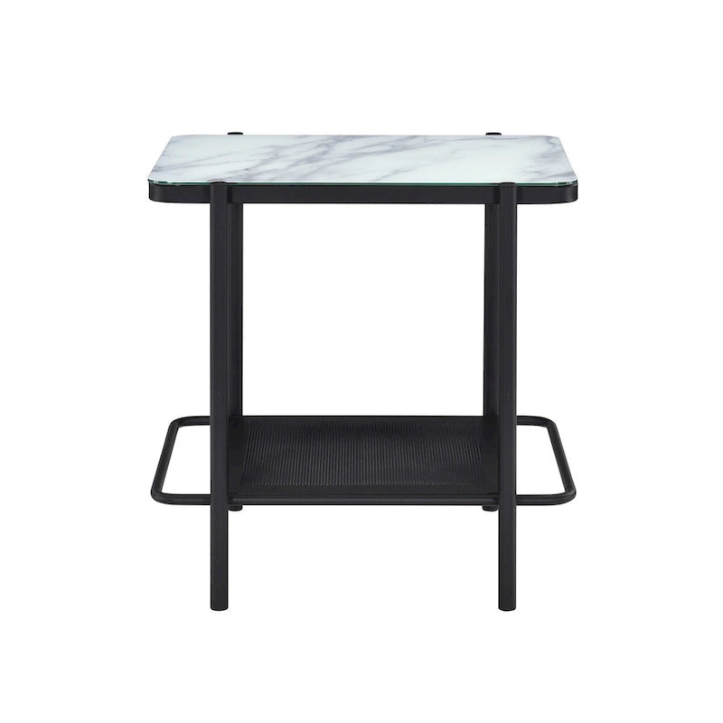 Puetz Contemporary White Glass Top 3-Piece Coffee Table Set by Furniture of America