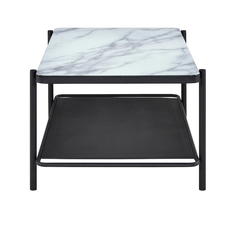 Puetz Contemporary White Glass Top 3-Piece Coffee Table Set by Furniture of America