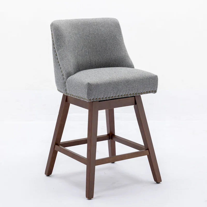 Counter Height Swivel Barstools, 26 H Seat Height Upholstered Bar Stools Set of 2, Fabric