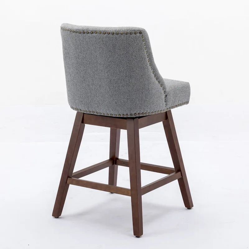 Counter Height Swivel Barstools, 26 H Seat Height Upholstered Bar Stools Set of 2, Fabric