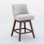 Counter Height Swivel Barstools, 26 H Seat Height Upholstered Bar Stools Set of 2, Fabric