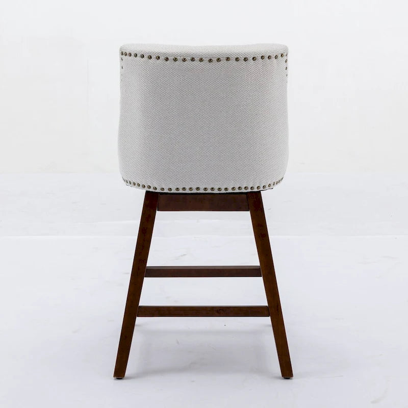 Counter Height Swivel Barstools, 26 H Seat Height Upholstered Bar Stools Set of 2, Fabric