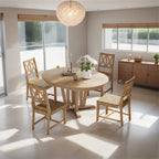 Extendable Dining Table Set Round Trestle Table and 4 Dining Chairs