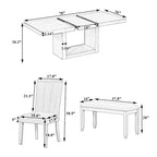 Contemporary 6-Piece Extendable Wood Dining Table Set Kitchen Table Set with Upholstered Bench and 4 Dining Chairs